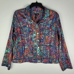 Attyre Womens Artsy Colorful Lightweight Button Front Shacket Jacket Size Large